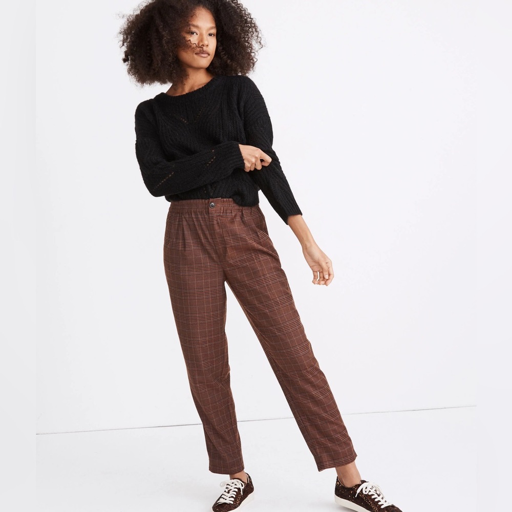 Madewell Plaid Flannel Track Trousers Brown Size XS